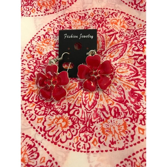 Calypso St Barth Target Women's Large Silk Pink Red Floral Print Tunic Blouse - Picture 7 of 10